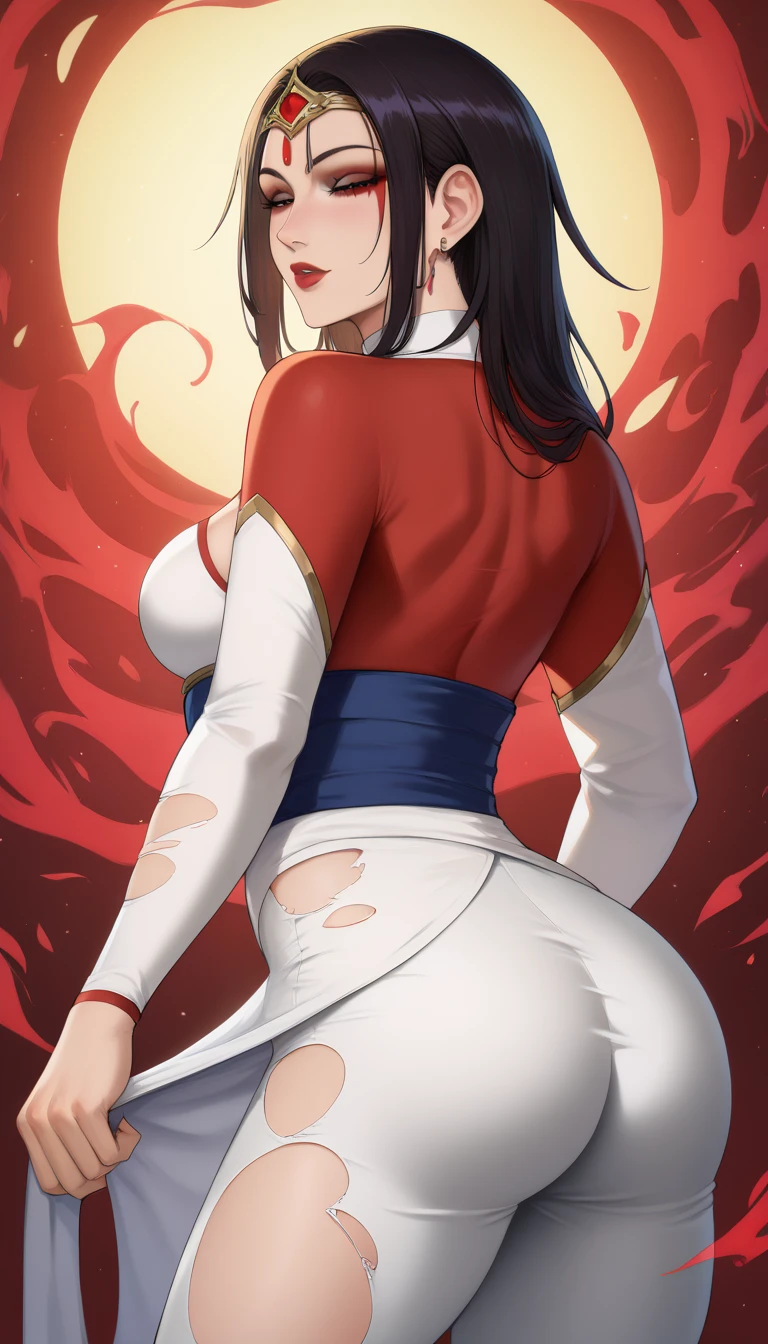 Asura style, (hero neisan style:0.7), score_9, score_8_up, score_7_up, score_6_up, uncensored, akira toudou, black hair high ponytail, blue eyes, hair between eyes, BREAK  (detailed eyes:1.5), (perfect hands, perfect anatomy), Anime Style, Manga Style, Hand drawn, cinematic, Sharp focus, humorous illustration, big depth of field, Masterpiece, concept art, trending on artstation, Vivid colors, Simplified style, trending on ArtStation, trending on CGSociety, Intricate, Vibrant colors, Soft Shading, Simplistic Features, Sharp Angles, Playful, excessive sweating, sweating profusely, sweating drop BREAK, thighhighs, skirt, breast curtains, bell, thighs, detached sleeves, thick thighs, white thighhighs, panties, red skirt, underwear, japanese clothes, white panties, cameltoe, miko, pleated skirt, nontraditional miko, revealing clothes, tentacles, standing, standing split, embarrassed, blush face, clenched teeth, drooling