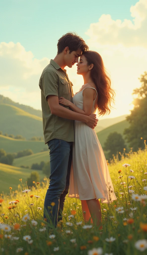 25 YEAR OLD MAN AND PREGNANT WIFE, FAMILY, LOVE, ROMANCE, ROMANTIC, FLOWERS, NIGHTTIME, MOONLIGHT, NATURE, ROSES, NATURE, 8K, intricate details, HDR, beautifully shot, realistic, sharp focus, 64 megapixels, perfect composition, high contrast, cinematic, 8K, CAUCASIAN, BLUE EYES, Italy