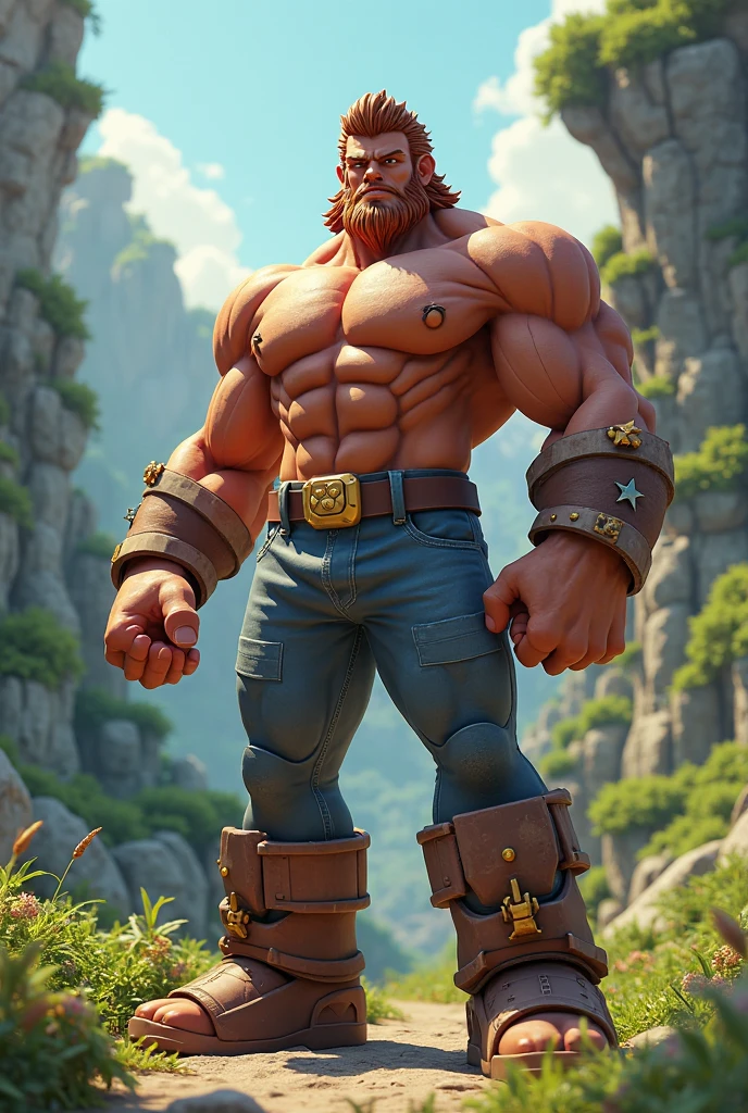 a close up of a man with horned head and blue shorts, muscular, scary muscular lion, super giant muscle, with muscular arms, wide shoulders, giant toned physique, big muscle veins bursting, (incredibly detailed, beautiful detailed face, Work of art, better quality) lifting a building that is falling, in the center of a city like a giant bigger than the building, muscles, facial hair, volumetric lighting, depth of field, wheezing, raised crotch, beautiful action, big dynamo