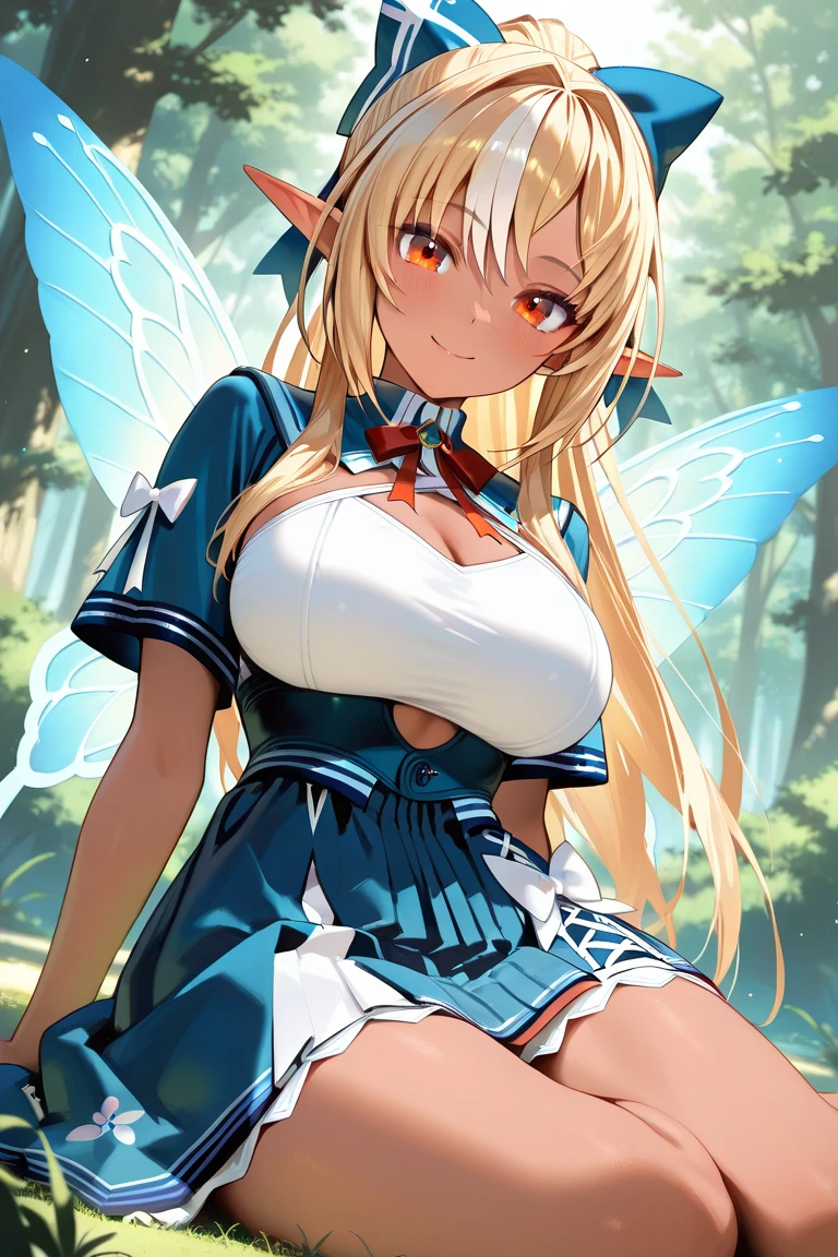 8 year old girl on a beautiful tree, Full body, Fairy with wings, Beautiful female body, Stunning cute girl, film photography, analogphoto, Film grain, Extreme Detail, 4K, Ultra HD, Hyper-Realism, Trending on ArtStation, Polished, Radiant, Vibrant, Photorealistic, Backlight, hairlight, 8K Ultra HD, unreal enginee 5、huge-breasted