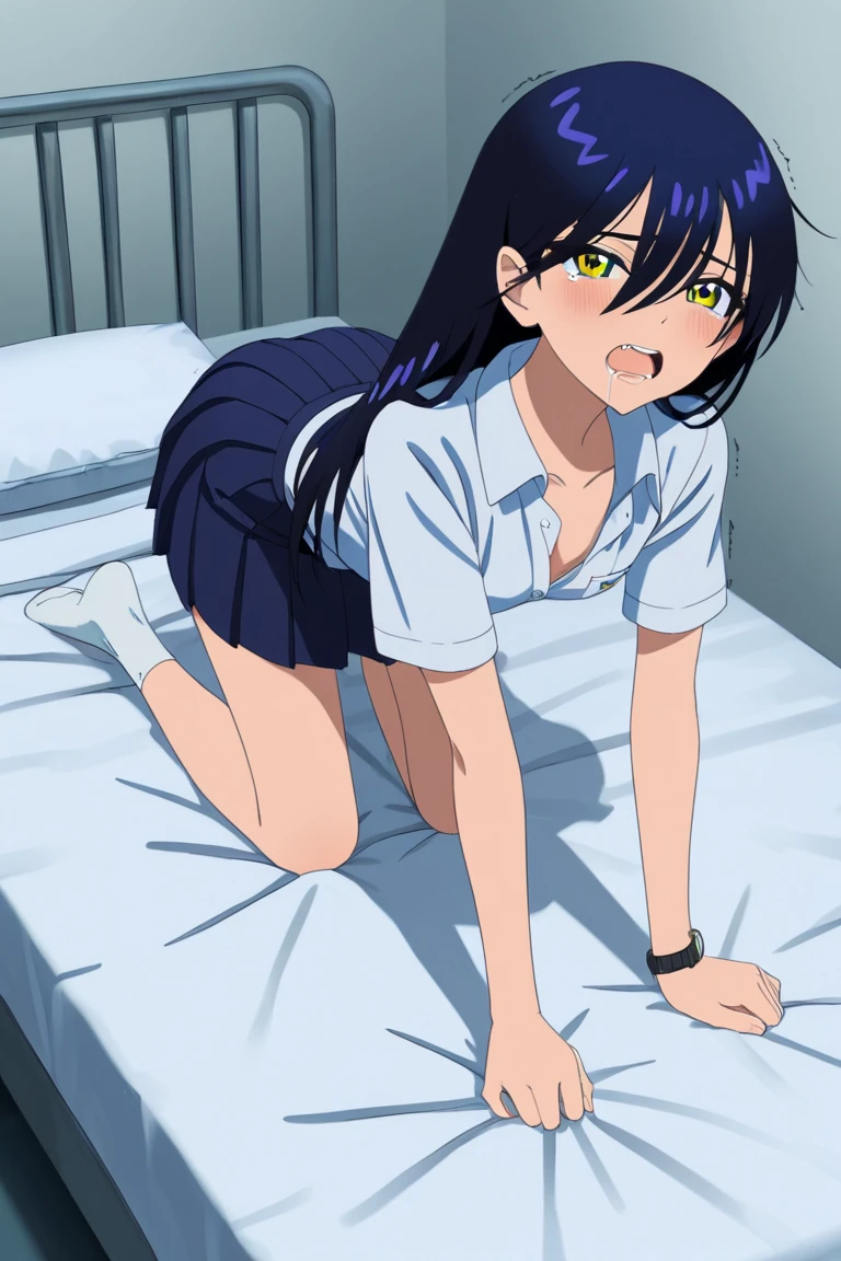 (((vagina, sex, girl lying on the bed:1.3)))),(((big penis into her pussy:1.3)))),Suzume Iwato, Long Hair, Black Hair, hair ornaments, (Brown eyes:1.5), Hair Clip, ponytail, (((Torn school uniform:1.3))),Anime key visual,Kyoto Animation, (((Ahegao)))、(((Spread your legs:1.3)))、(((nude)))、(((Hands tied above head:1.3)))、First Person View, (masterpiece:1.3), High resolution, Very detailed, Very detailedな CG Unity 8k 壁紙, Realistic, photo-Realistic, RAW Photos, Beautifully detailed face, Pale skin, Realistic glistening skin, Detailed cloth texture, Detailed hair texture, Perfect body, Beautiful Face, Accurate, Anatomically correct, Highly detailed face そして skin texture, Natural neck length, (Beautiful Hそしてs), (Fair skin:1.2),、(((Lie on your back in bed)))、Perfect Naked、