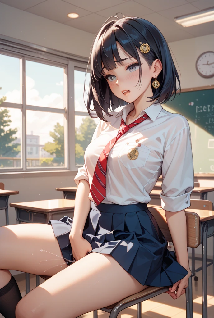 pieces fly,masterpiece,highest quality,Super detailed,High resolution,High resolution,8K portrait,unity,8k壁紙のHigh resolutionCG,unity 8k wallpaper,cute type,a bit:1.5,:1.5,Highly detailed CG unity 8k wallpaper,realistic,real person,cute type,a bit,portrait photography,shiny skin,High resolution,(10 years old:1.3),(1 girl),beautiful clear eyes,very detailed explanation,delicate face,nice lips,slender body,thin waist,thin feet,(classroom:1.6),cute type,perfect face,seriously,(blush:1.5),(cute:1.5),(black bun hair:1.3),((medium breasts:1.3)),same,(school uniform:1.2),((clothing lift:1.5)),(I have nipples:1.2)、detailed explanation,vagina,vaginaを表示,spread,feet,spread、((vagina内で絶頂:1.5))
