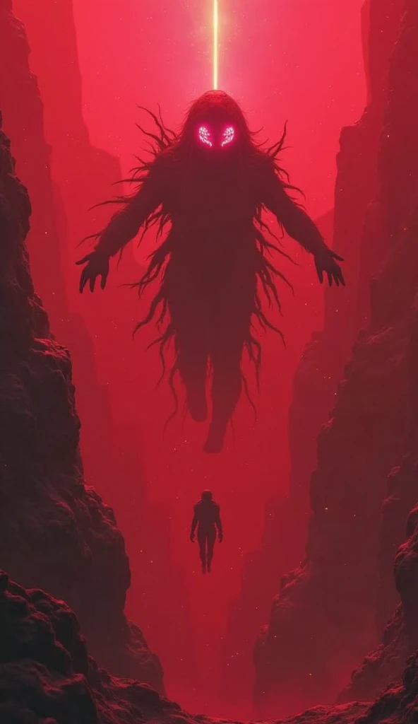 Gigantic upside down zombie walking across a plain in the distance amid fog, red haze, dark clouds, grimdark ,supense, unearthly, octan render, unreal engine , photorrealistic, hyper realism, highy detailed, high qualiy, intrincately detailed,Volumetric lighting, full character, 4K, ,hard disk ,Full HD, 8k, RTX, high resolution, detailed shadows, incredibily detailed, perfect, Dramatic scale