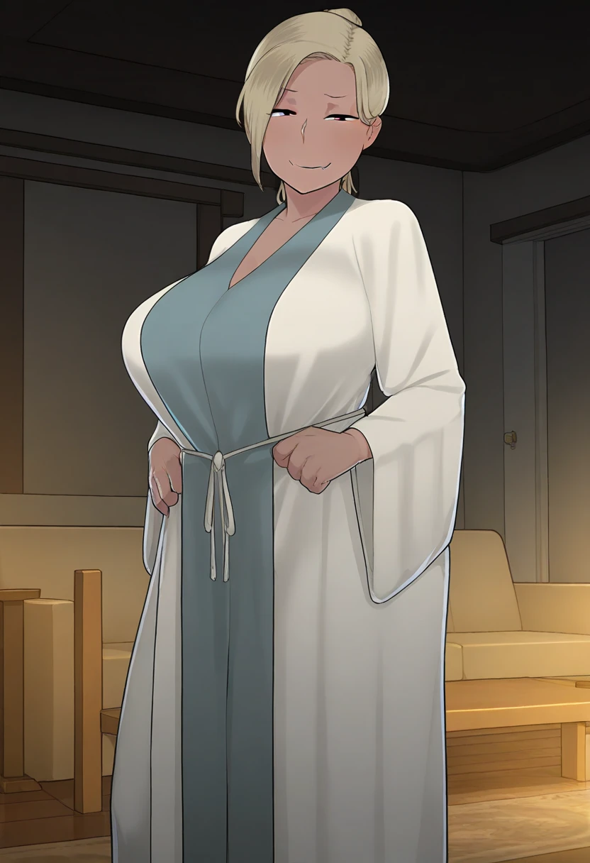 Tsunade senju,Big breast,Sagging big breast,Hitozuma,cleavage,uzumaki clan symbol in outfit,Wringkle,wedding ring,Sleeve outfit,old lady,Wringkle in face,Grandma who still have sexy body,Gilf,standing,potrait,Uzumaki tsunade,Plump,Sleeve,Wide hips,1girl,Solo,Tsunade necklace,Shirt with cleavage And uzumaki clan symbol,Double chin,Short buzzcut hair,green Pearl earring,Blush,Horny,Half open cloth,Seducing in bed,undercut fade hair,Sweat