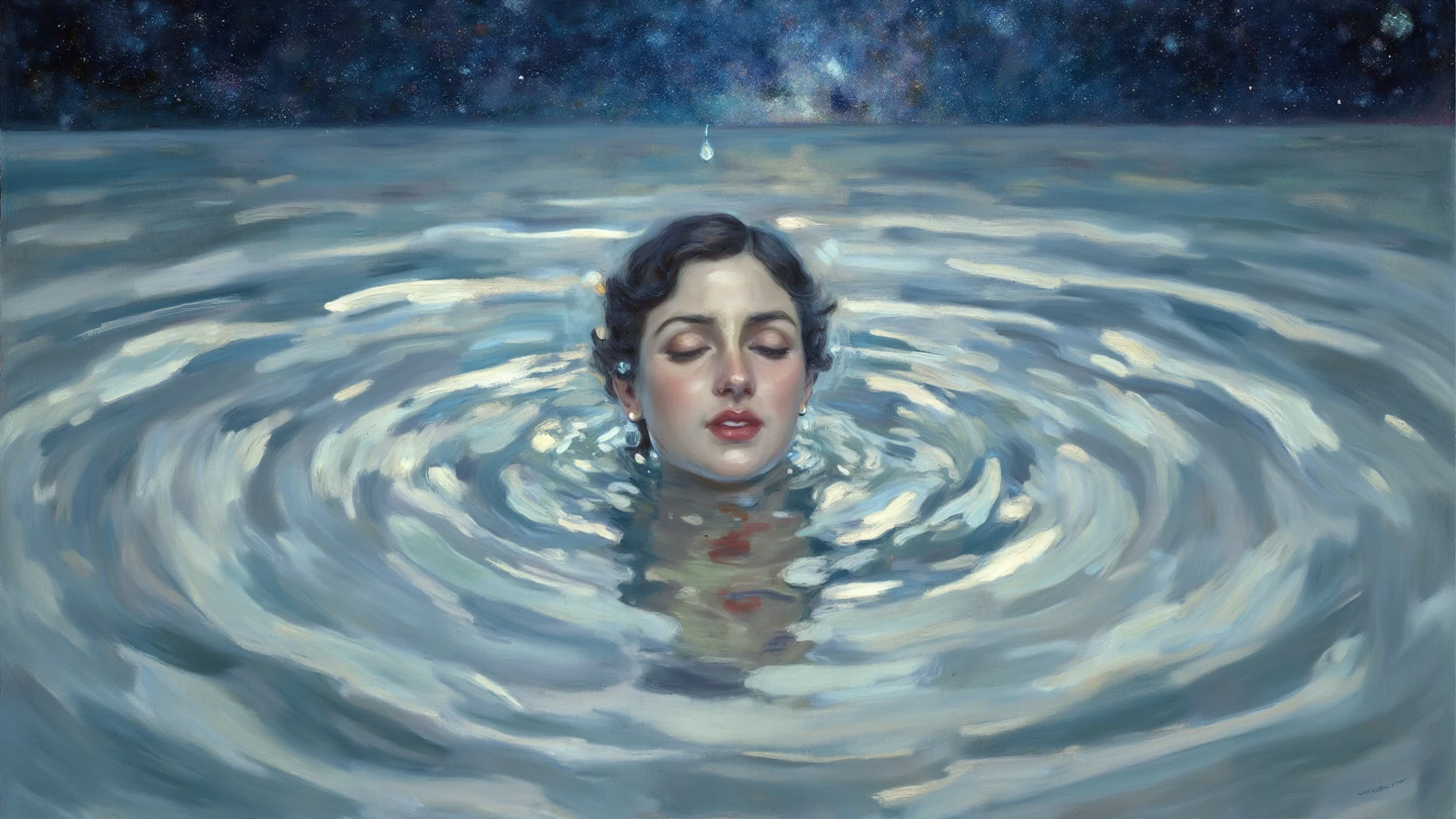 James Gurney, Surrealist art , dream-like, Mysterious, Provocative, symbolic, Complex, detailed,, (Gothic but very beautiful:1.4), (masterpiece, highest quality:1.4) , Nicola Samori Style, mermaid swimming in the sea , Water bubbles