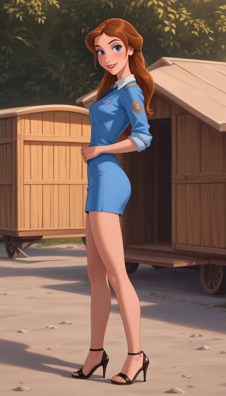 woman wearing sleefest with Blue diamond decoration with mini skirt bottom. Brown stockings with Green pattern, turtleneck, , closeup,
 solo, long hair, looking at viewer, gradient hair,  smile,
([Kathy( :0)Ireland|Lady( :0)Gaga|Jennifer( :0)Lawrence]:0.85), hands behind back,
Old lighthouse and stormy sea backdrop at background,
score_9, score_8_up, score_7_up, score_6_up BREAK 
<lora:holiday_outfit_sleefest_pony:0.60>