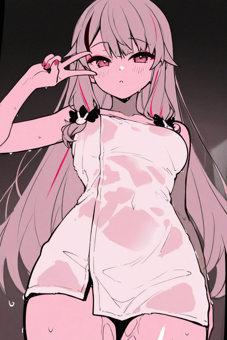 Thicc ghost girl, looking at viewer, dirt body, wet pussy, fluids falling on the ground, standing, wet folds, gigantic long black hair, perfect hair, straight hair, completely pale skin, bright red eyes, scary facial expression, background of dark abandoned place, dust on the floor, rotten wood, exposed body, nsfw, hentai, lewd scene, horror scene, highres, ultra-detailed, (best quality,4k,highres,masterpiece), ultra detailed shadows, very dark room, glowing eyes in the dark, dark scenery, detailed lips, detailed eyes.