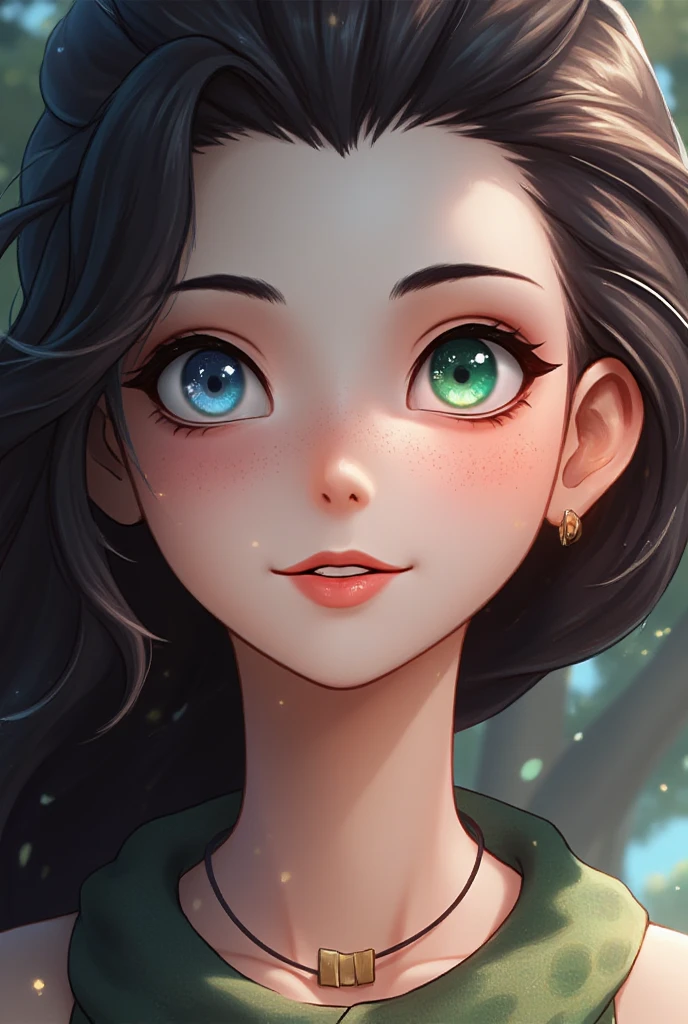 Zoe,heterochromatic pupil,Beautiful girl with wavy long hair