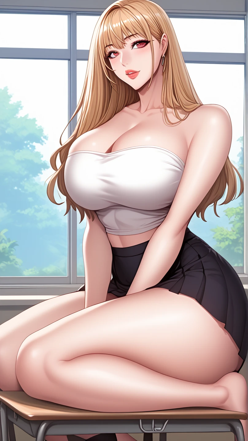 1girl, full body, (masterpiece, detailed background, best quality), long and shiny hair, blonde hair, sportswear, smirk, juicy lips, bitch juice, red lips, perfect eyes,ahegao,orgasm,