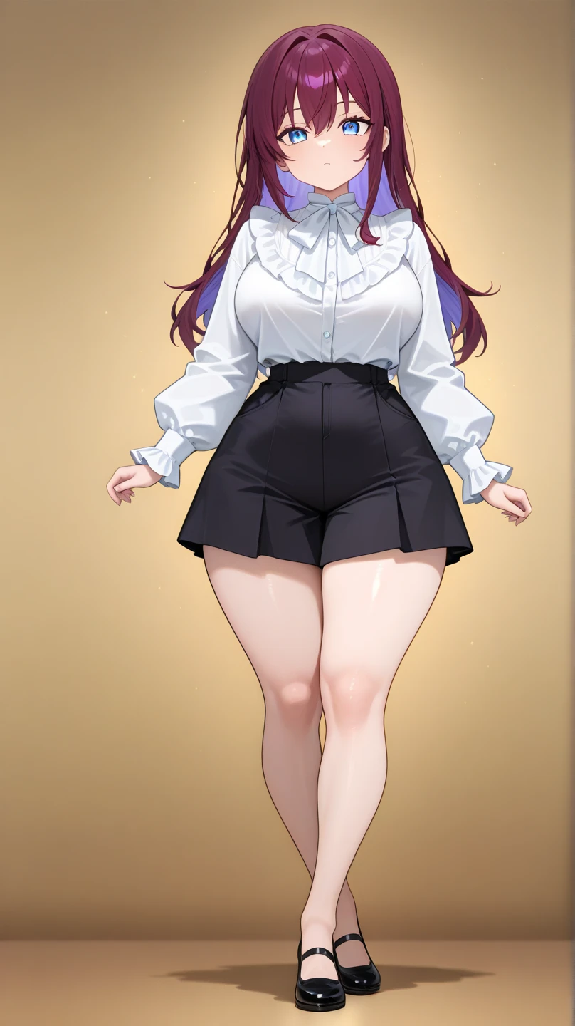 Anime - Style illustration of a woman in a white shirt and red pants, gray phtoto with red dress, full body fairy, full body concept, anime woman full body art, full body portrait of shorts! , charming Tifa lock heart,!! Full body portrait!!, loli in dress, Yandere. Tall figure, dressed in fluent long clothes, fully naked, naked, pubic hair
