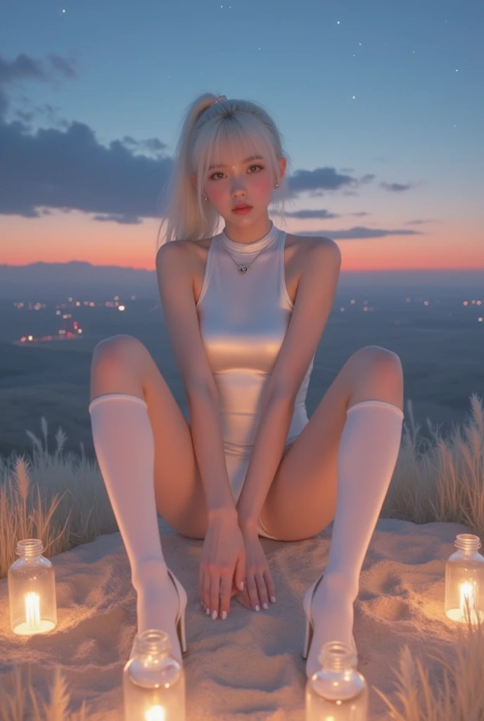 score_9,score_8_up,score_7_up,score_6_up,ziprealism,(masterpiece:1.2, best quality, absurd res, ultra detailed),photorealistic,realistic
1girl,blonde hair,bob cut,flat chest,(puffy nipples:1.1),tight white crop top,(high heels:1.1),white thighhighs,white panties,white skirt,slender,skinny,wallpaper,huge filesize,incredibly absurdres,absurdres,rating_explicit
cameltoe
forest,flower,moon,star \(sky\), night
Porta 160 color,shot on ARRI ALEXA 65,sharp focus on subject,(wet panties:0.8)
<lora:Photo Style SDXL_LoRA_20r_10e_22i_nr32_a16_Pony Diffusion V6 XL:0.7>