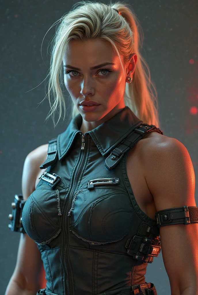portrait ung woman ,science fiction, complex background punk, mad max , futuristic, post-apocalyptic, dark, dim light, ((masterpiece, best quality, )), liz.ashley