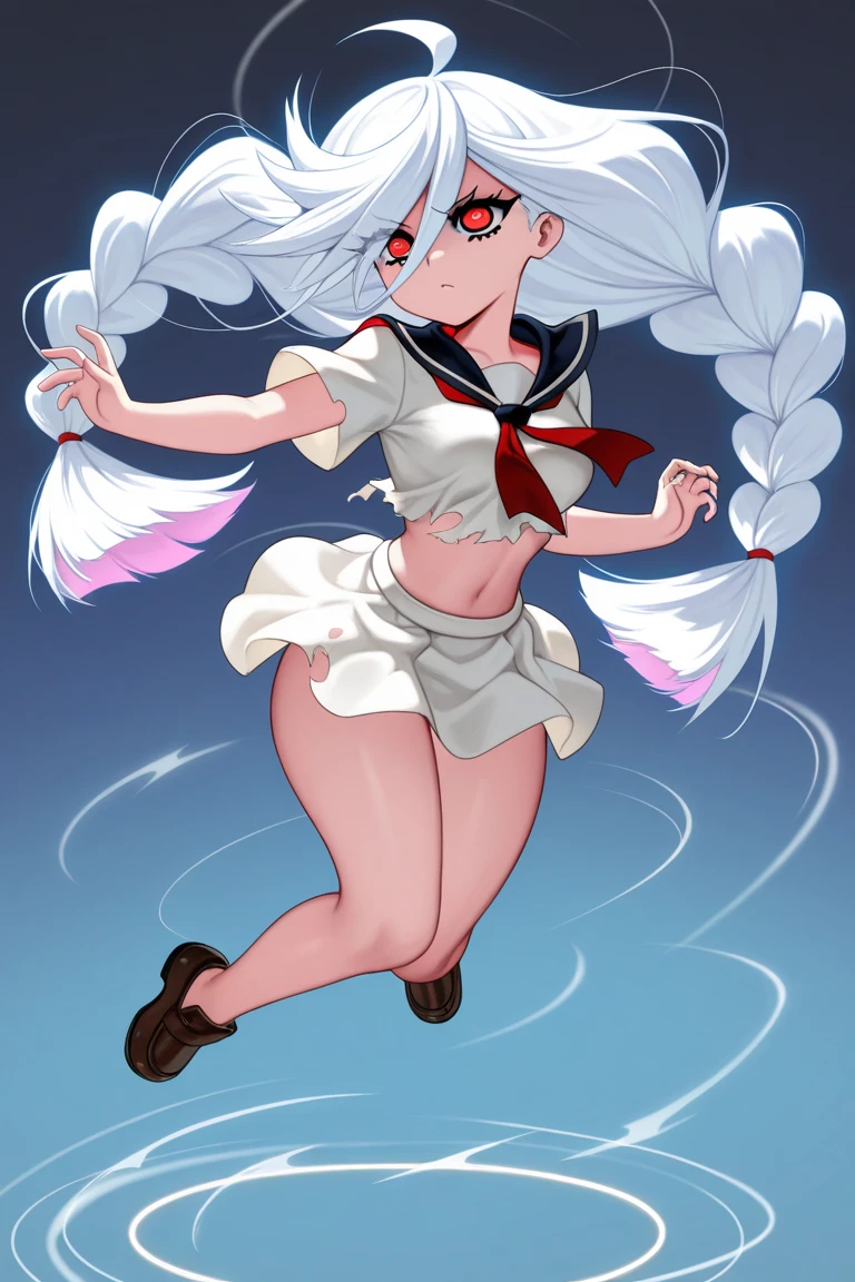 A girl is forced to dance in a white swimsuit, cute white hair, cat paw gloves, white cat ears, big grunt, White ponytail, my son is embarrassed