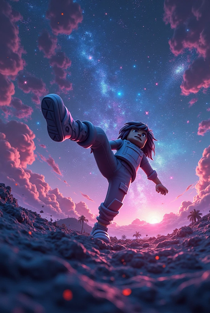 Here is a photo for my kick banner on Minecraft and Fortnite with a starry and horizontal background 