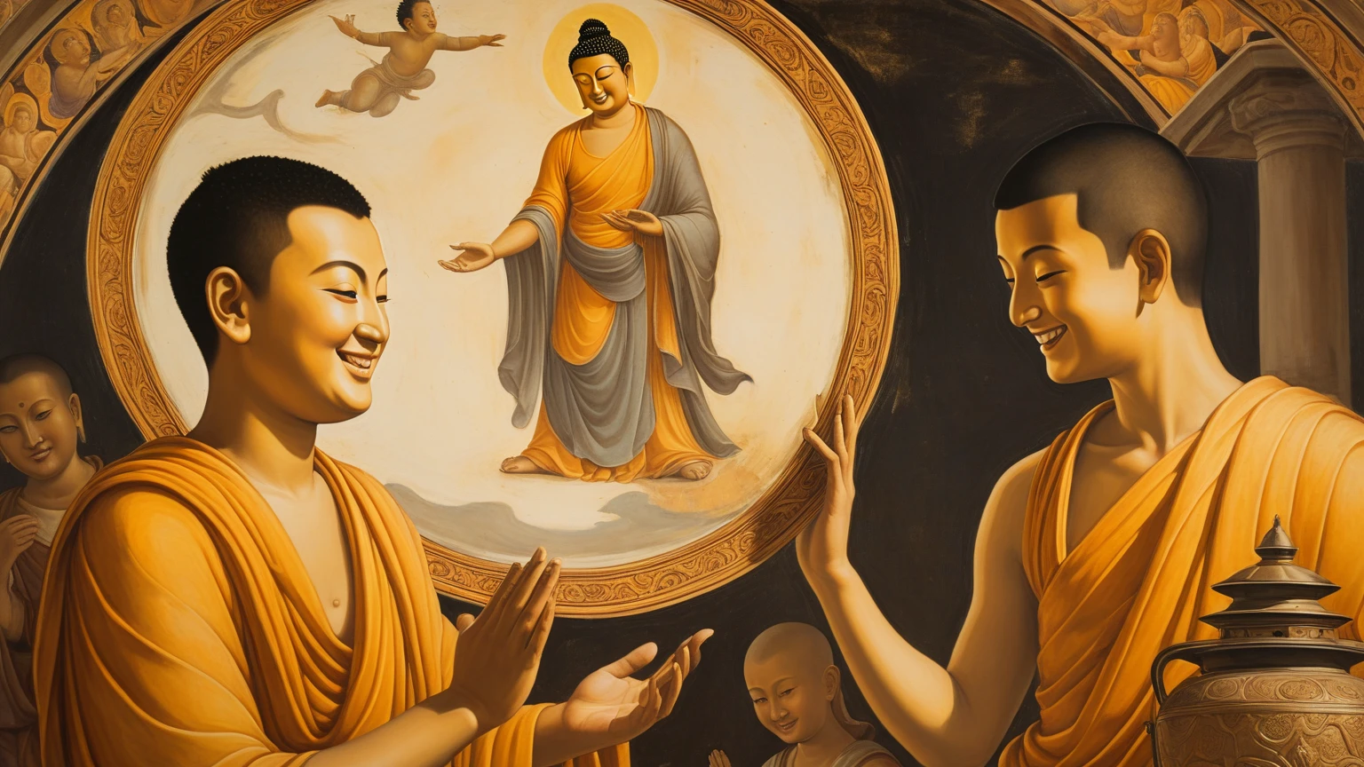 Portrait of Buddha sitting on a lotus flower, Buddha, a Buddhist Buddha, buddhism, budista, sukhasana, buddhist art, Bodhisattvas, samsara, Pushkarakha, attractive male deity, Spiritual enlightenment, padmasana, Karma for tomorrow。, hindu stages of meditation