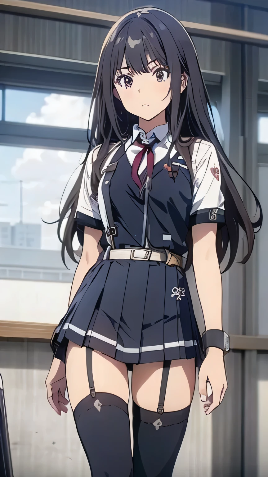 (((pixel-perfect, detail-perfect))), solo, 1girl, umi sonoda, school uniform, looking at viewer, smile