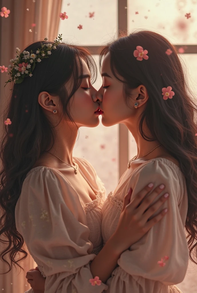 lesbian couple kiss each other beautiful korean idol women --auto --s2
