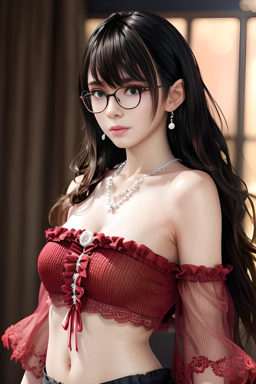 Are you okayですか、(best illustration)、8k UHD resolution、intricate details、highest quality、realistic、Super detailed、best writing、best shadow、soft lighting、ultra hd、Super realistic、Tyndall effect、Photoreal、(high detail skin:1.2)、 (intricate details, compensate, face to face with the children_V1:0.5), (Beautiful and delicate face in every detail, Are you okay, beautiful and delicate eyes, perfectly proportioned face, high resolution skin, fine skin, Optimal ratio of 4 fingers and 1 thumb, arm under chest, red tattoo on lower abdomen、amazing、amazing, wide hips, smooth abdomen, thin and thin skin, __fashion__, __hair__:1.25)、Digital single-lens reflex camera、 不条理realistic作品: 1.3), (maximum resolution: 1.2), (Ultra HDTV: 1.2), cinematic light, fine eyes and skin, detailed facial features, , (sharp focus: 1.2), (focus on face:1.2),perfect style, beautiful face, acura, anatomically correct, Highly detailed face and skin texture, fine eyes, double eyelid, thin eyebrows, glitter eyeliner: 1 natural cheeks, Glossy skin, Fair skin: 1.2, (glossy lips: 1.4),、 (embarrassed look: 1.2),Highly detailed face and skin texture, fine eyes, double eyelid, natural cheeks, , glossy lips: 1.4,exposed cleavage、1 Beautiful devil woman from hell, デヴィッド・ホックニーとアルフォンス・ミュシャによる超realistic女性のポートレート, Portrait of a seductive woman、fantasy art, Chinese humanoid robot、chinese actress、dungeon、dragon、devil'palace of、devil'torture chamber、night、dark style 、in the dark、(detailed spooky background:0.8), magic、 1 girl、evil nun、dark necromancer、Succubus、devil'Daughter of、Umi Shinonome、bat wings,(((devil'horn)))、 ((((giant glasses, otaku glasses, thick glasses, round glasses)))),(((big breasts)))、(devil'tail of)、(red eyes shine:1.6)、red eyesには、Very clear and detailed makeup applied, The eyes are very beautifully made up, ((red eyes:1.0)),intricate tattoo, demonic intricate tattoo, thigh tattoo, body tattoo, masterpiece、最もbeautiful face、baby face、cute smile、seductive bodyとふっくらとした美しい赤い唇、devil'seductive body、devil style、enchanting black magic costume、The long-haired、Braid、Black hair、Ponytail distortion、, Ponytail with a bow tied at the back of the hair, beautiful expression、body up、big breasts emphasis、bust, super tight chest, Breast augmentation surgery, Breasts are very big and round,tight waist、wide ass、 discreet key, cowboy lens, (black phoenix dress: 1.0), devil'Crown of, red gemstone necklace、Jewelry Gwise, wearing black mesh socks,wearing light red、nffsw, nffsw, Meeting beautiful girls, look at the girl'body of,