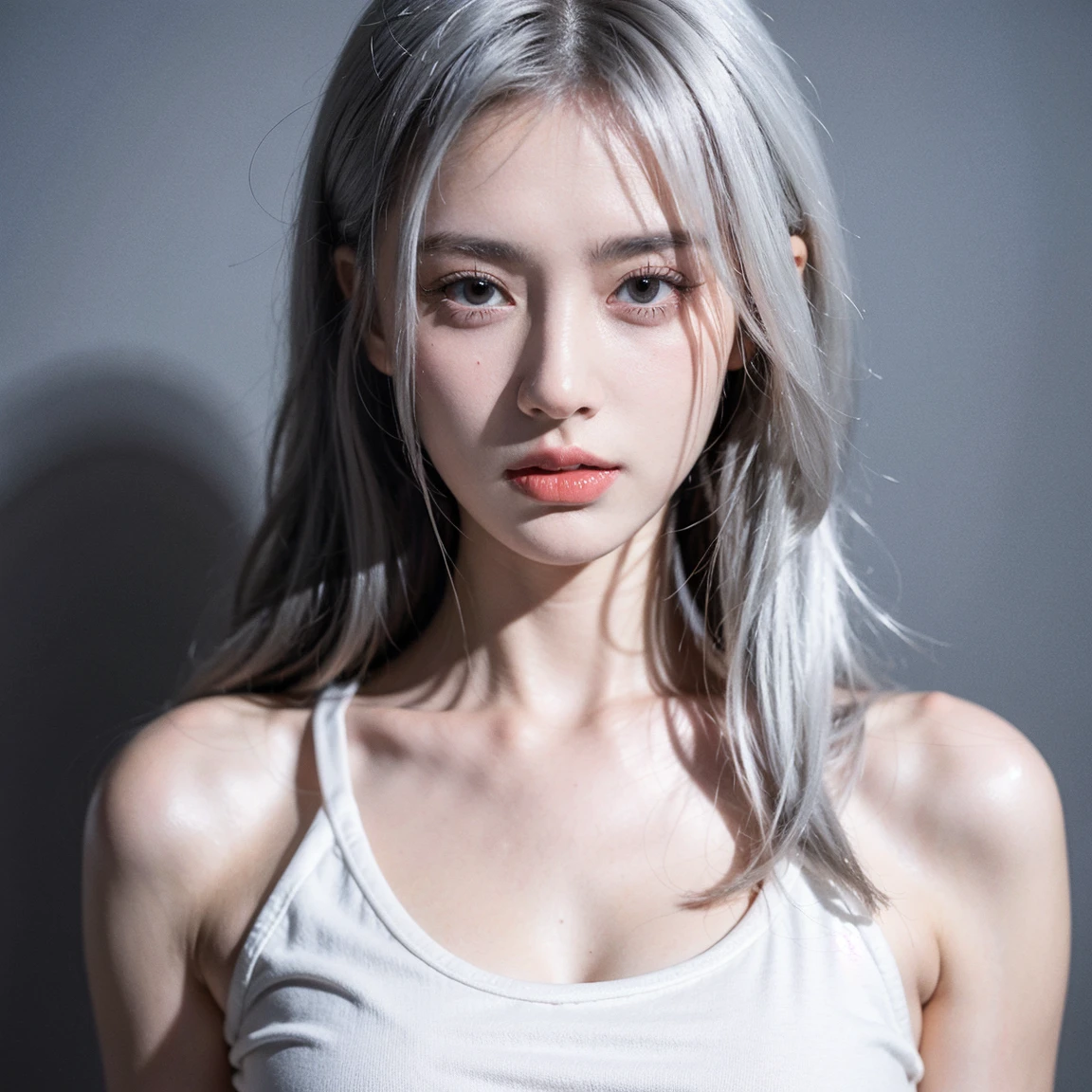 Close-up of a woman in a white dress and jacket, snow原、snow、snowが降る、Realistic painting, Incredibly beautiful proportions、Ultra detailed nipples、Beautiful areola、It was a hot topic on Art Station.., Fantasy art, perfect have Gray Hair girl, have Gray Hair, haS long Gray Hair, Gray Hair, หญิงสาวที่have Gray Hair, ทีฟา ล็อกฮาร์ต Gray Hair, have Gray Hair lady, Gouache style artwork((Realistic Light, Highest quality, 8k, masterpiece :1.3)), Frank, One person'S, Beautiful woman with perfect figure :1.4, Stomach Empowering men、Fir fir、Tingling nipples、Uncontrollable ecstasy、Uncontrollable orgasm、