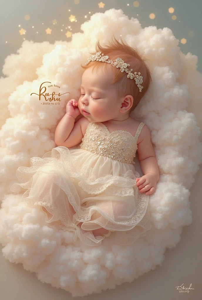 Create a UHD photorealistic image of a 9-month-old girl named Nolwenn, wearing a pure white dress, playing in a serene white room. Captured with a 50mm f/1.2 lens to emphasize the purity and soft lighting of the scene. Ensure exactly five fingers, no 3D style image, no animation style, no Pixar style animation.
