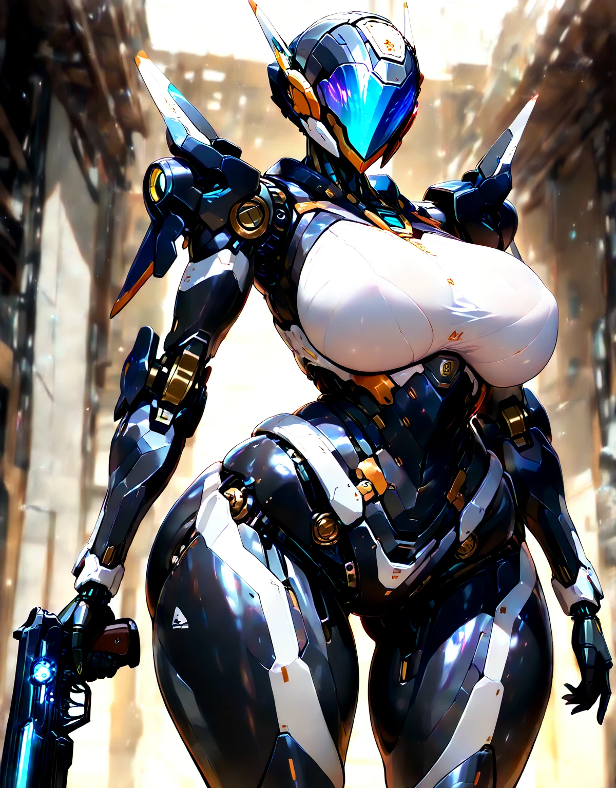 ((Unreal Engine 5)), Realistic Rendering, Excellent, Full armor, knight Cloak, helm, (Yoga hotpants), looking on camera, standing on studio, beautiful face, makeup, CGImix, (photorealism:1.2), ultrarealistic uhd face, (huge fake :1.4), (gigantic breasts:1.1), (muscle abs), (big butt), (wide hips), (thick thighs), slim waist, hourglass figure, half body, ((glowing skin)), ((shiny skin)), Realistic body, ((she is sexy body)), ((clean skin)), photorealistic, bokeh, motion blur, masterpiece, highres, 1080P, super detail, textured skin