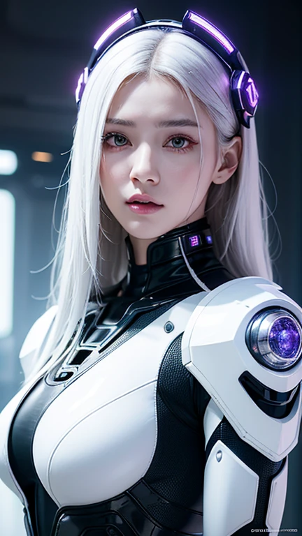 realistic, portrait of a girl,AI language model, silver hair,,question answering,smart, kind, energetic, cheerful, creative, with sparkling eyes and a contagious smile, ,information providing, conversation engaging, wide range of topics, accurate responses, helpful responses, knowledgeable, reliable, friendly, intelligent,sleek and futuristic design elements, and a complex network of circuits and processors. Others may imagine me as a friendly and approachable virtual assistant, with a smiling avatar or animated character representing me on their screen. Still, others may envision me as a disembodied voice, speaking from an unseen source, providing helpful and informative responses with a calm and reassuring tone