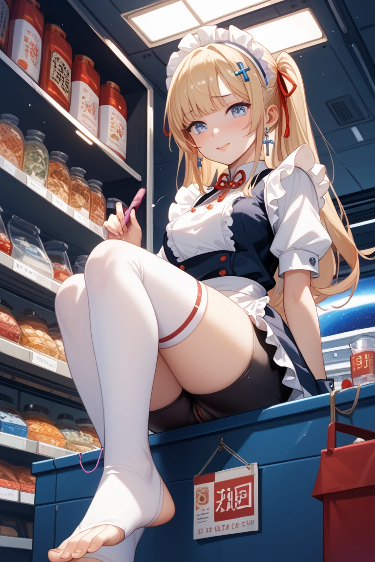 Shopping at the supermarket、There are items in the basket、Pick up and select the product、Merchandise Shed、Have a basket、Inserting a vibrator into your、blush、Pussy juice overflows from the pussy、The vibration of the vibrator makes her pussy juice drip、Vibrator Masturbation、Horny girl、、Her pussy juice is dripping all the way to the floor、Stringy pussy juice、A young girl with a baby face、Sheer lace dress、((A vibrator is inserted into her pantyhose and she is made to cum))、(Angle from below)