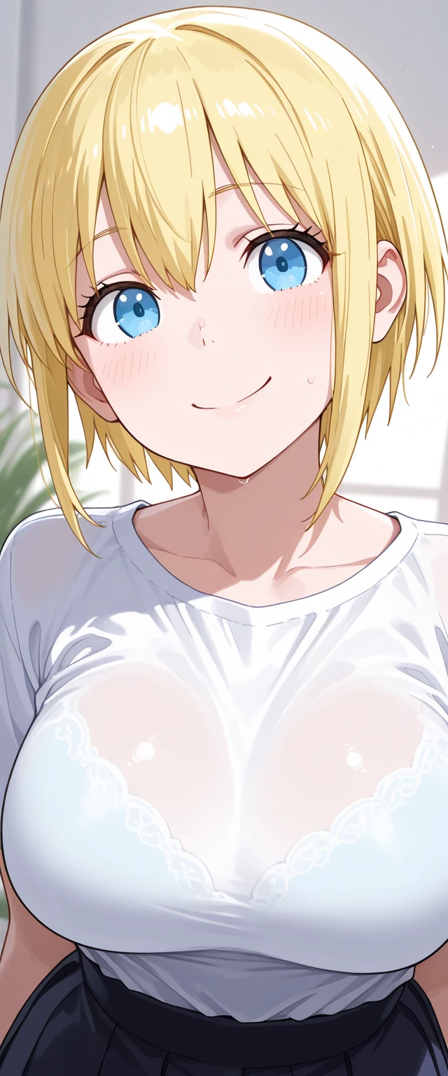 ((((masterpiece、Highest quality、High resolution)、anime:1.2)))、Blonde Hair、Big breasted beautiful、(Dynamic pose)、looking at the camera、(Beautiful detailed face、Beautiful big eyes)、((One beautiful person))、Good sensitivity、((Sexy pose))、((Embarrassed face))、Red cheeks、Spread your legs、(((High resolutionフルヌード、High quality hairless pussy、High quality nipples、High resolutionなクリトリス)))、Masturbate on the bed in the bedroom、Wet your pussy with love juice and feel pleasure、(((Blushing with a bitchy expression、Open your mouth and see your double teeth)))
