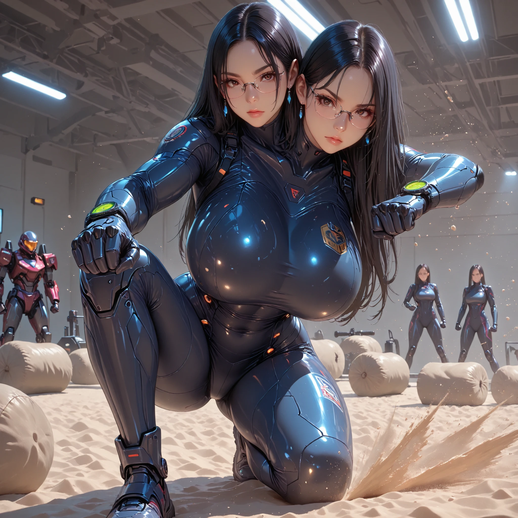(1girll,Solo:2), (Super detailed face), ((Big buttocks, Huge DW  breasts:1.5)), (top:1.5), (Sexy muscular abs:1.4), (Mecha armguards:1.4), ((Wearing NSFW Blue Overwatch Mechanical Bikini Armor, Black mechanical skinny suit pants, Mecha guards armored legs, High heels:1.5)), (of sexy bodies:1.3), (Glowing skin:0.8), (Long legs, full bodyesbian:1.1), (view the viewer:1.3), (female focus:0.886), (walking down hallway of futuristic space station:1), (Bright light white_Room:1.3), Super texture, unreal engine rendered, Physically-based rendering, hyper HD, 16k, 1080p.