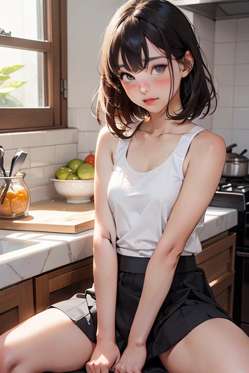 NSFW,4K,((Highest quality)),((masterpiece)),BREAK,((one girl)),(detailed),(in kitchen ),((One girl)),((perfect anatomy)),nsfw,((nude)),(naked),((12 years old)),((flat chest:1.6)),(stare at viewer with stern eyes:1.5),((one girl)),(bitting own lip:1.1),(angry:0.9),nose blush,(shamefull:1.2),(bob cut hair),(beautiful hair),surprised, ((beautiful realistic face)),((skinny:1.3)),Beautiful Korean Women, Beautiful young Korean woman, Young and adorable Korean face, Gorgeous Young Korean Woman, Korean Girls, Girl cute beautiful face, Portraits of Korean female idols, Young and pretty Asian face, Cute natural anime face,Asian pretty face,((finely detailed face)),((glistening eyes)),((glistening eyes )),((large eyes)),(( pretty eyes)),(detailed),Perfect Face,((One girl)), ((clear eyes)),((show nipples)),((beautiful skin)),((A bow tie)), don't wear anything ,(upper body),(Equal left and right eyes), (nsfw:1.5),(show nipples),(don't wear anything),(nipples facing upwards), correct arm, ((frilled panties))
