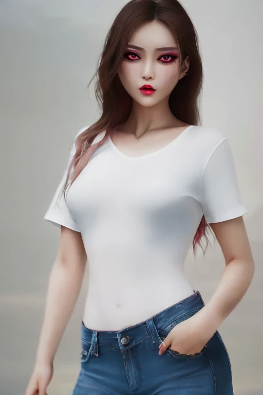 White and Bright Red, (Masterpiece 8K TopQuality:1.2) (ProfessionalPhoto:1.37) ExtremelyDetailed (((KAWAII girl with HUGE boobs:1.37)) (oversized t-shirt) Extremely detailed (Delicate cotton textures) PerfectLighting (Studio Dark GRAY Background) with (Dazzling RainbowColor Particles) BREAK (((NOGIZAKA FaceVariations))), Extremely Detailed (very KAWAII Face), Childish CaptivatingGaze Stunning ParfectEyes ElaboratePupils with (SparklingHighlights:1.28), DoubleEyelids with (Detailed Voluminous LongEyelashes:0.88), Small GlossyRedLips with BeautifulDetails, CoquettishTongue, PUNIPUNI RosyCheeks, Radiant PearlSkin with Transparency, Glowing DowneyHair . { (Dynamic Joyful expressions LifeLike Rendering:1.4) | (:d) }, (large eyes:-1) .