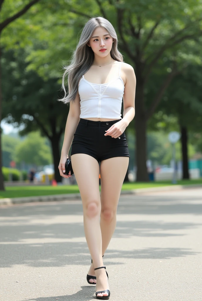 (Great masterpiece、High resolution、high quality)、Glamour girl、Sexy Models、perfect anatomy、beautiful limbs、beautiful skin、Fashionable beauty、Crystal clear black eyes、stroll、autumn、she'とても美しいので誰もがsheを賞賛します、professional photography、