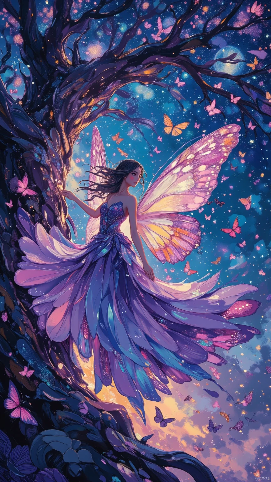 a dancing fairy on flower petals, ethereal, whimsical, delicate, colorful, magical, dynamic movement, intricate details, (best quality,4k,8k,highres,masterpiece:1.2),ultra-detailed,(realistic,photorealistic,photo-realistic:1.37),cinematic lighting,vibrant colors,fantasy art,digital painting,highly detailed face and body