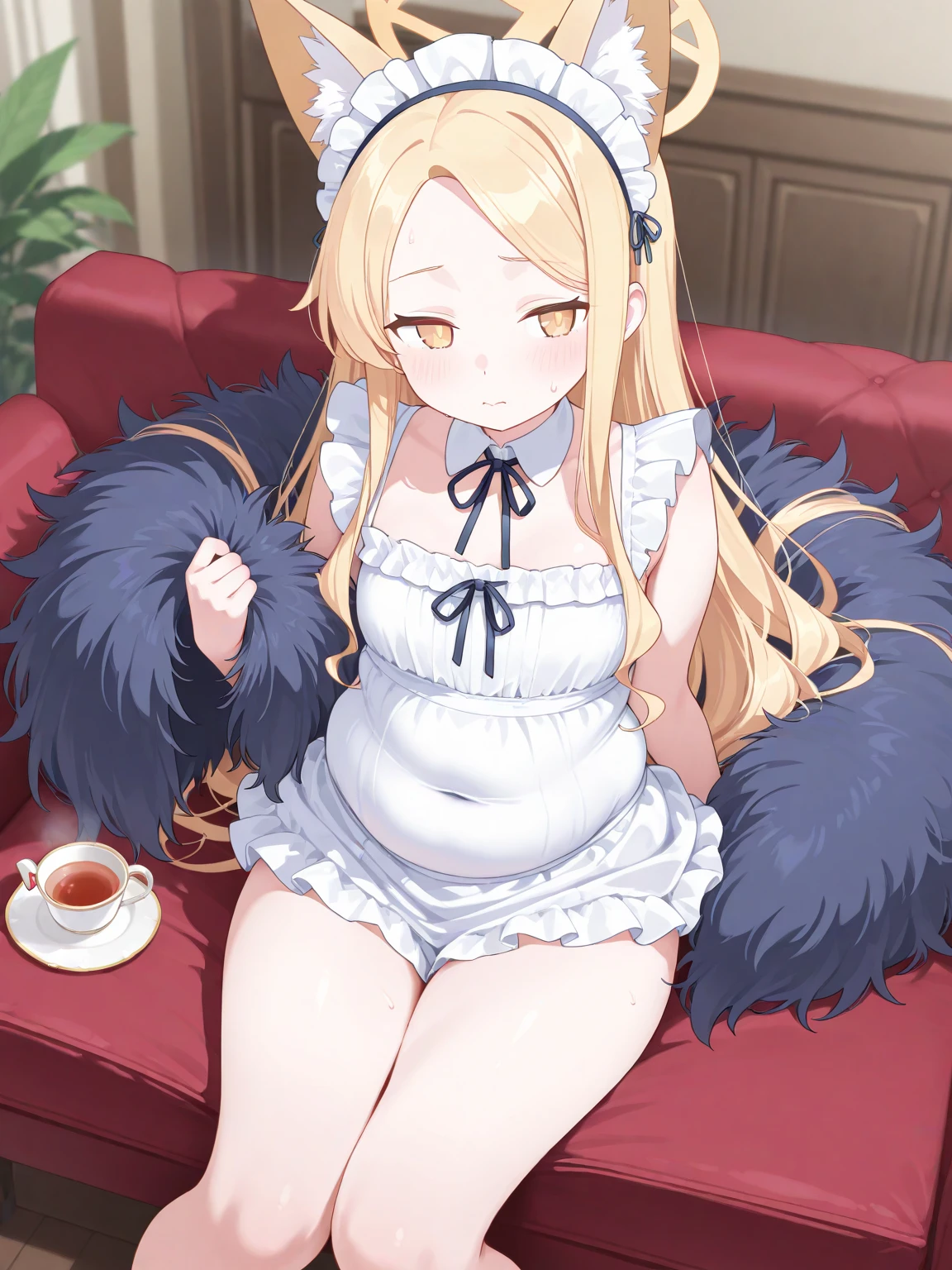 Full body, Yellow eyes, Yellow hair, Cute, Baby face, Big breasts, Honey, Lemon, Bed, Honeymoon