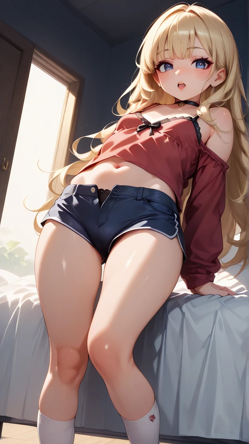 toloveruyami, yami, blonde hair, long hair, (red eyes:1.5), hair ornament, (small chest:1.2), cleavage,
BREAK , black necktie, long sleeves, pleated skirt, school uniform, shirt, skirt, sleeves rolled up, white shirt
BREAK outdoors, city,
BREAK looking at viewer, BREAK (masterpiece:1.2), best quality, high resolution, unity 8k wallpaper, (illustration:0.8), (beautiful detailed eyes:1.6), extremely detailed face, perfect lighting, extremely detailed CG, (perfect hands, perfect anatomy),(white panties:1.5), (short, tiny, little:1.2), (spread legs, open legs, knee up:1.3), groin, perineum, leaning back, body tilt, shy, blush, embarrassed, arms behind back, cowboy shot, dutch angle,