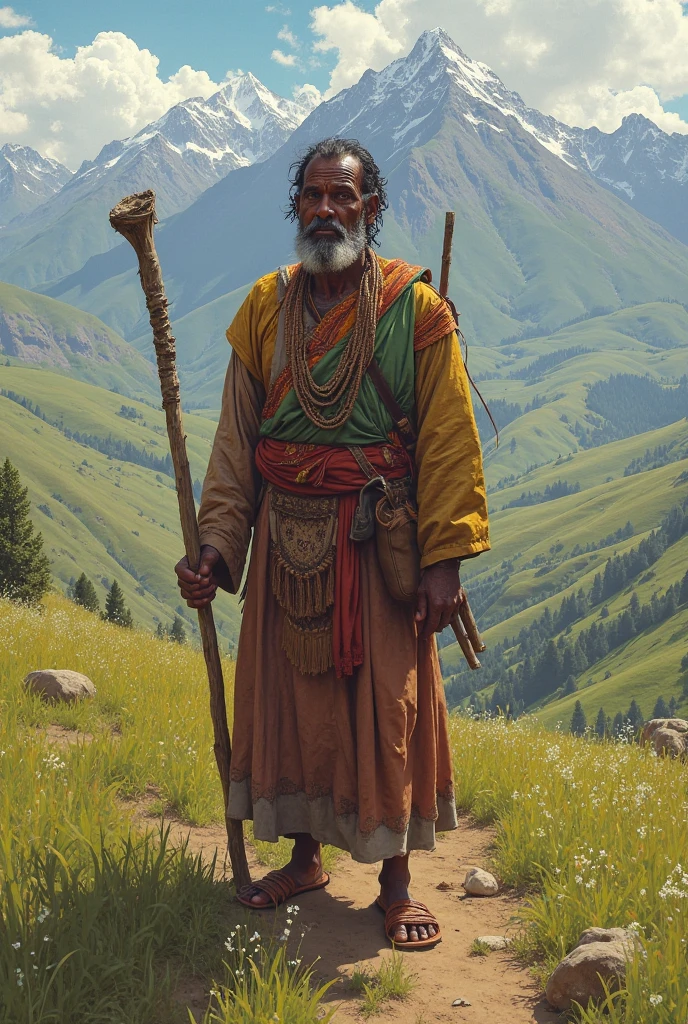 A person from the Chavin culture with a basuca in his hand