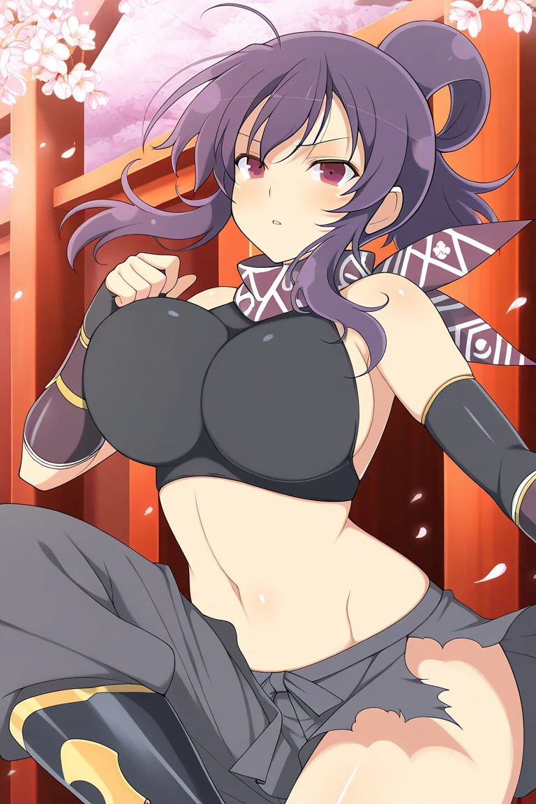 Kirito black egyptian clothing brown skin purple eyes and blushing standing on the stage dancing alone, Super huge big breasts breast enlargement Look at the audience and smile