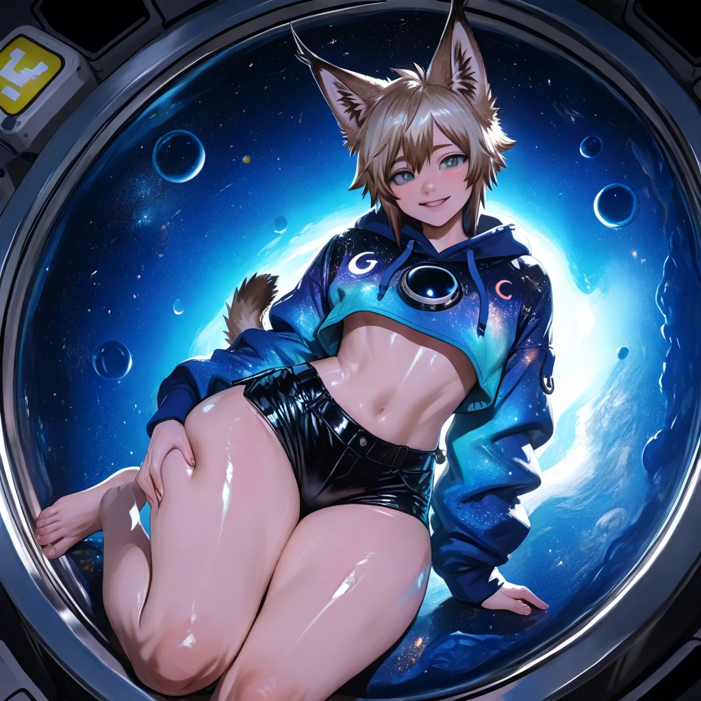 girl in luxury space resort hotel, highly detailed landscape, Nice views, spread legs, full body, (((legs up over head))), sit, laughter,Other than NSWF,artoria,((silver hair)),wavy hair,A masterpiece of the highest quality, 1 girl, alone, looking at the viewer, belly button, blush , towards the audience, (big valley), (((massive saggy breasts))), at the hotel, sexly, glamorous, wet body, (((cameltoe))),((Shiny swimwear with reflective light)),dark blue school swimwear,
