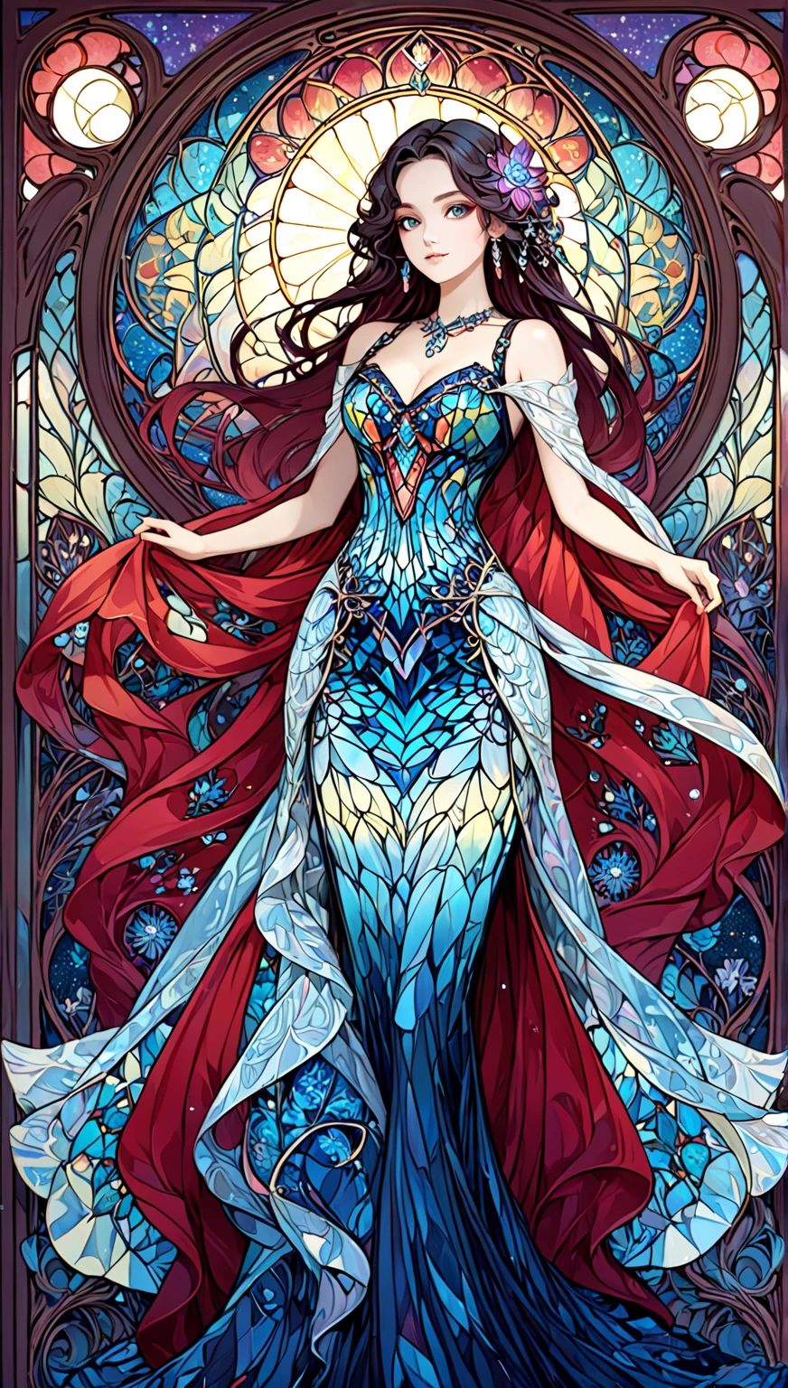 Arafed, a picture of a ((man: 1.5))  in high society prom event, divine beautiful muscled male, (red hair: 1.4), long hair, flowing hair, the hair glows in a soft light, cerulean eyes, deep light eyes, divine masculine face, some beard, he wears a ((pink and black evening dress: 1.5)), elegant, intricate detailed dress, silk dress, small cleavage,  dress is decorated with flowers,  he wears elegant knee high heeled boots, exquisite knee high heeled boots, he stands on the porch of a fantasy castle, dynamic angle, soft torch light, (Masterpiece: 1.5), 16k, highres, best quality, high details, ultra detailed, masterpiece, best quality, (extremely detailed), AngelStyle, GlowingRunesAI_paleblue, angel_wings, Angel, flower dress
