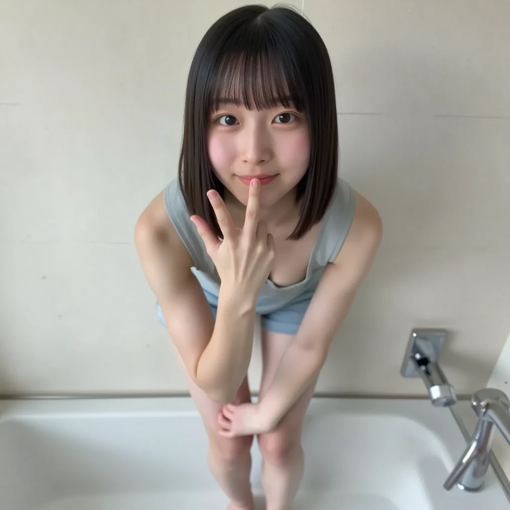 photo, a Japanese nude idol girl, naked, smile, own hugging legs, at yoga class
