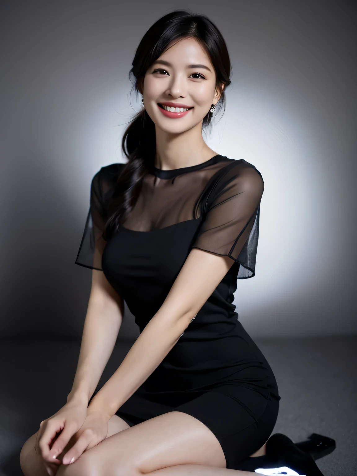 (RAW Photos:1.2), (Realistic:1.4),Beautiful detailed woman,非常にfine grainと顔, fine grain, Very detailed,High resolution, Very detailed,Highest quality,Unified,8k wallpaper,masterpiece,Highest quality,1 female,alone,rich,Whole Body Ezbian,Slender figure,Tight waist,alone,(red one piece skirt,High heels),Jewelry Necklace 、Semi-long hair,smile,A dignified atmosphere,black eye,Realistic,Central Park , (Morning Park:1.1)