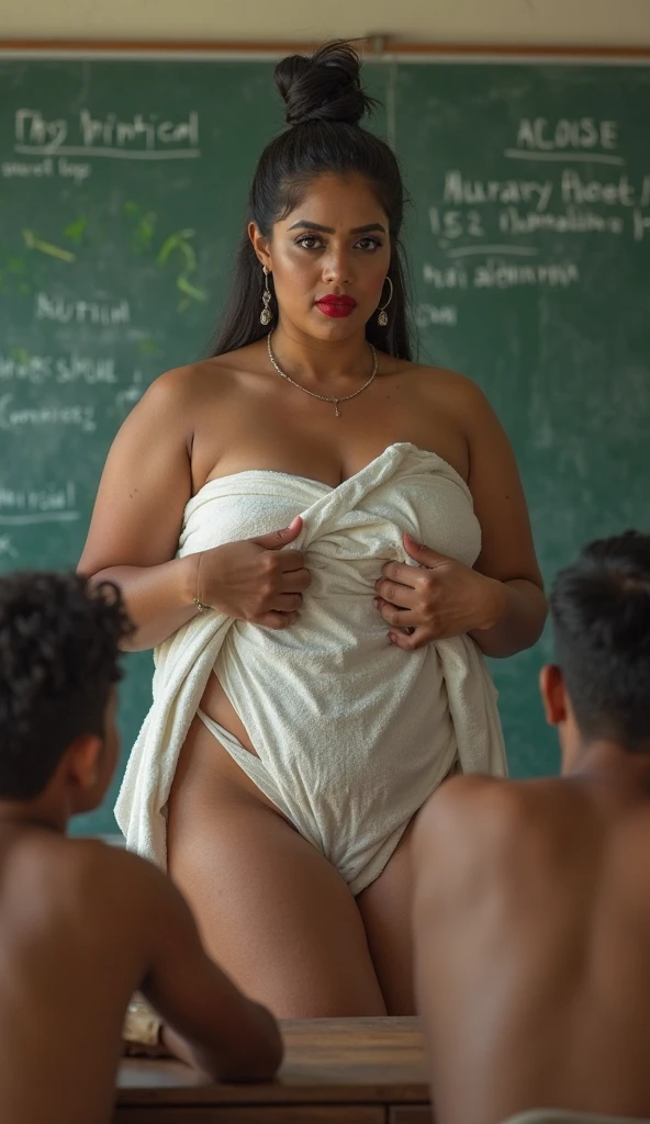 Pakistani chubby girl having sex in her class with her boyfriend . Class teacher beating them