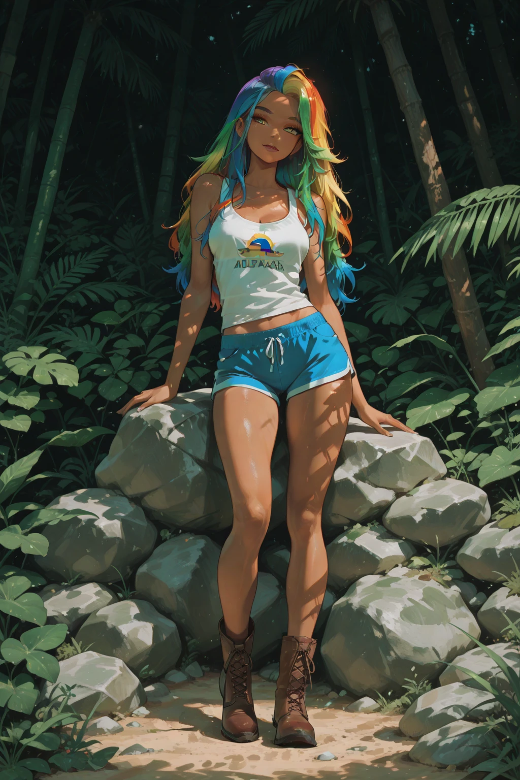 (((beautiful soaked wet body))),(((closeup of rainbow dash as a sweet kind lovely charming hot seductive horny model))), (((very long messy rainbow color hairs))),(((red eyes))),(((sit wide spread legs lay on wall sexy posing )))), (((wear sunglasses))),(((red flower field and valley in background))),(((lewd and erotic posing))), (((happy wicked smile))) ,(((wear sheer lace transparent see through rainbow color 7 colors bra ))) , (((((upskirt view))))) ,(((vagina is visible))), (((wind lift her skirt))),(((rainbow color witch))),breasts are visible , (((wear high heels))) , (((full body))),golden bracelets , (((perfect breasts))) , lush breasts , Bulky Breasts , voluminous breasts ,(((smiling peeping the viewer))),(((bare belly))),(((bare legs))),(((front close view))),(((sharp focus))),(((high quality))),(((8k)))