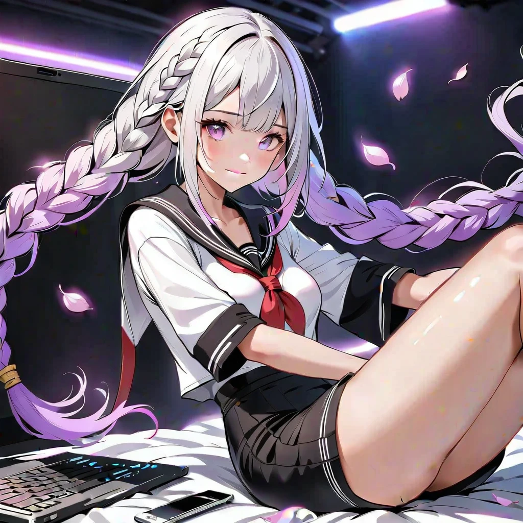 There is a bad female student sitting in the classroom、Colored paint on the face、The color hair、Slender figure、Pale skin、Bright and sharp eyes、High nose、Tattered light jacket、baggy pants、Rock band T-shirt、Clothing for the sign of rebellion、Platform white boots、Silver jewelry、Make-up with stars on the face、A playful expression、Delicate face、(Extreme Detail CG Unity 8K Wallpapers，tmasterpiece，Highest image quality)，(Delicate light and shadow，The picture is highly dramatic，Cinematic lens effect)、Youthful vibrant colors、Fashionab、Wrist watch、hair pin、Hair rope、Headbands、Bracelet、Anklets、over knee socks、Leg socks、耳Nipple Ring、Falling debris、with beautiful colors、youthfulenergy、adolable、quadratic element、Brush stroke、中景 the scene is、Full body like、Scattered school supplies、Loose paper、anime big breast、quadratic element、adolable