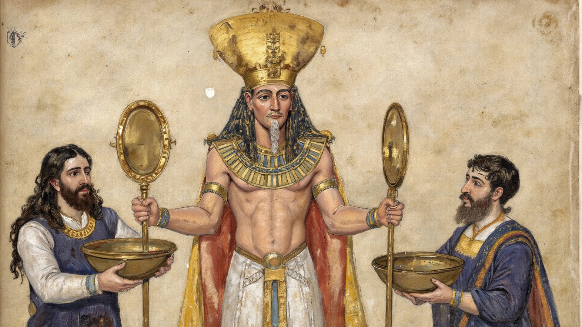 phr8, <lora:pharaohx_v01:0.6> , pharaon, (Pharaoh Headdress:1.5), egyptian clothes, egyptian bracelet, a storm in the background behind him,cloud, cloudy sky, Standing At Attention,(Upper_body), (holding one large stone plaque with numbers writing on it:1.7), (red cape:1.5), <lora:Moses_ten_commandments-BibleGilgalHK-V1:0.5>,long white beard, White hair, white beard, Short_hair, Blue_eyes, 1 old Man, looking at viewer,(closed mouth:1.0), serious, photorealistic, official art,extremely detailed CG unity 8k wallpaper, perfect lighting,Colorful, Bright_Front_face_Lighting, (masterpiece:1.0),(best_quality:1.0), ultra high res,4K,ultra-detailed, photography, 8K, HDR, highres, absurdres:1.2, Kodak portra 400, film grain, blurry background, bokeh:1.2, lens flare, (vibrant_color:1.2),