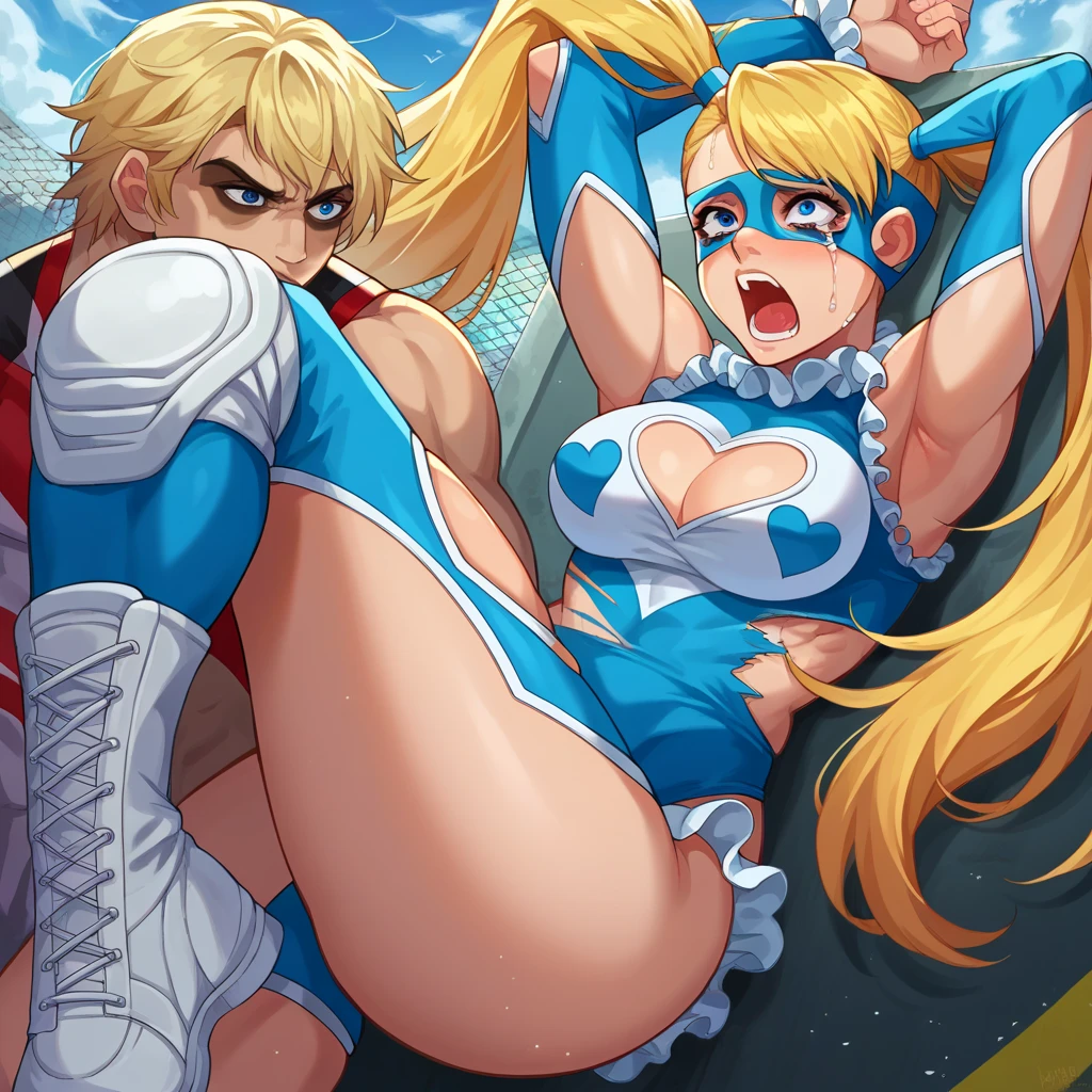 _asura style, breasts, iowa (cancolle), cracked clothes, anal sex, ass focus, huge penis, 1girl, 1boy, hetero, cleavage, navel, large_breasts, blush, things, wet