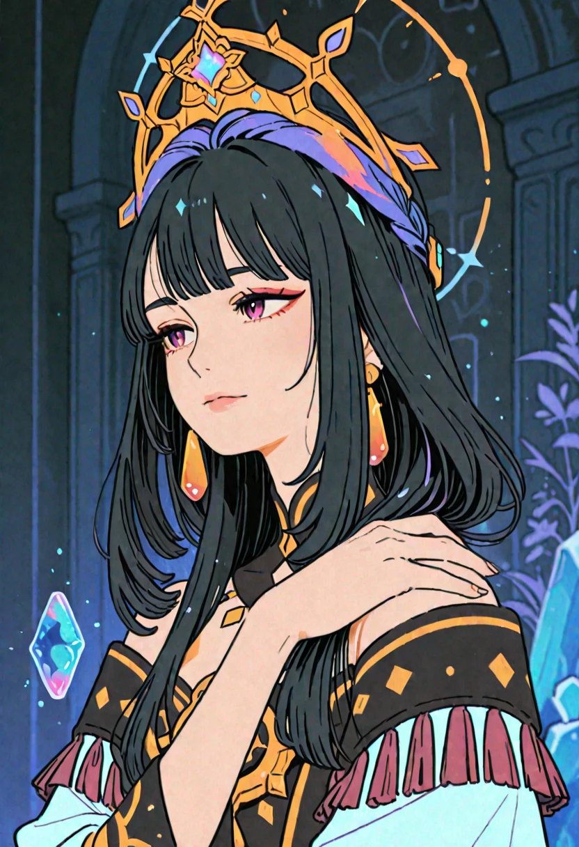 <lora:pixelstyle-sah2:0.7>, gbaportrait, pixel art, portrait of a woman wearing amber paisley tank top, shawl