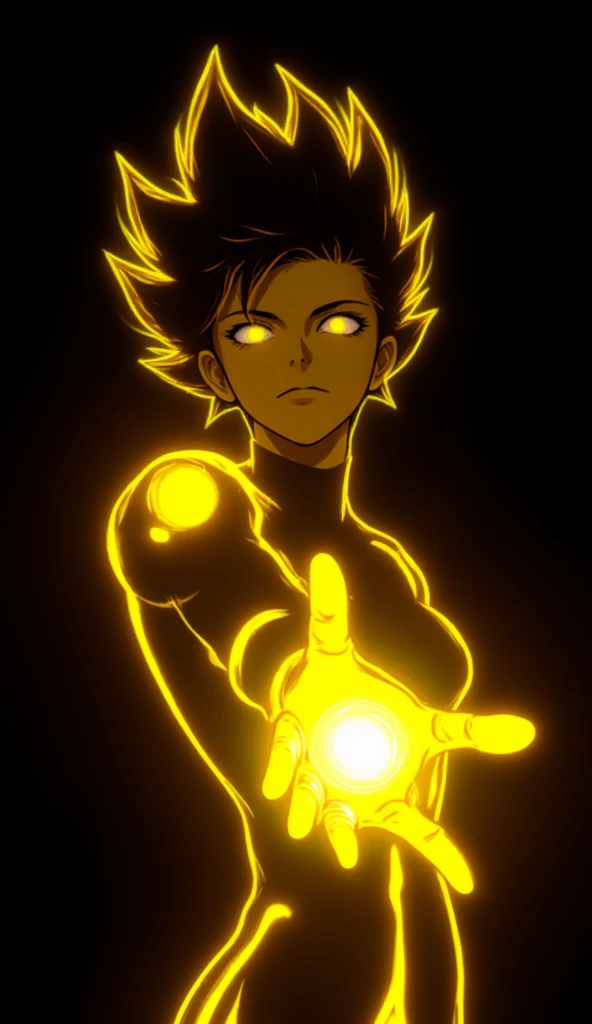 Akira Fudo, Devilman Crybaby, Male, with black clothes, background yellow