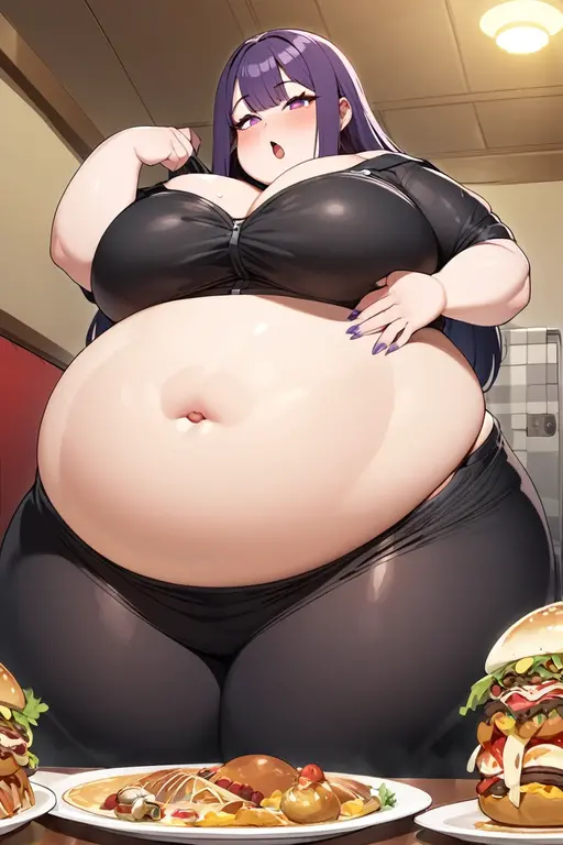 Fat, chubby, large belly, pregnant, obese, very fat, beidou, big belly, very fat, large stomach, chubby (best quality, masterpiece), thanksgiving, wearing sweater, grabbing belly, sitting down, table with of food, table tons of food, lots of food, holding belly, table with food, sitting, wearing sweater, Christmas, Holiday, Christmas cookie, mona megistus from genshin impact