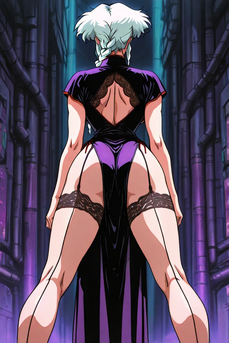 woman,20-year-old,,city,night,(((China dress))),,open mouth smile(),(()),((black hair)),blush、,((())),((turn around and look back))(wet with sweat)Reflecting the buttocks